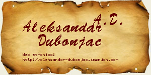 Aleksandar Dubonjac vizit kartica